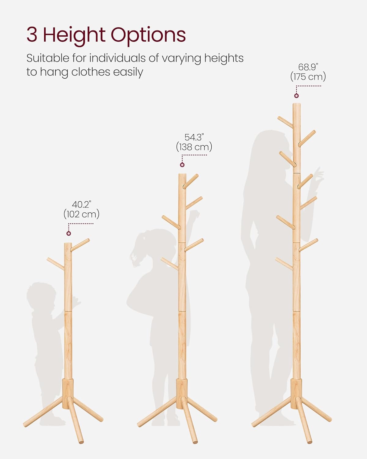 VASAGLE Wooden Coat Stand RCR004N01