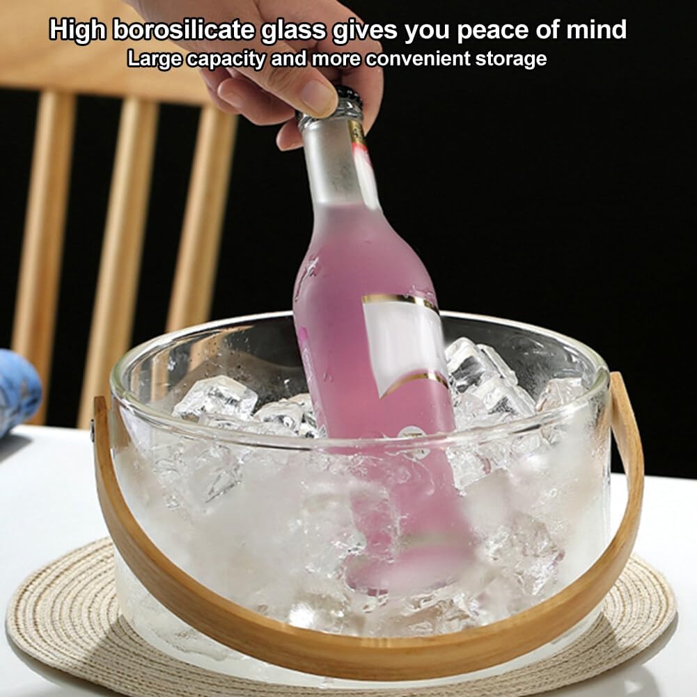 Bamboo Clear Glass Serving Tray with Handles