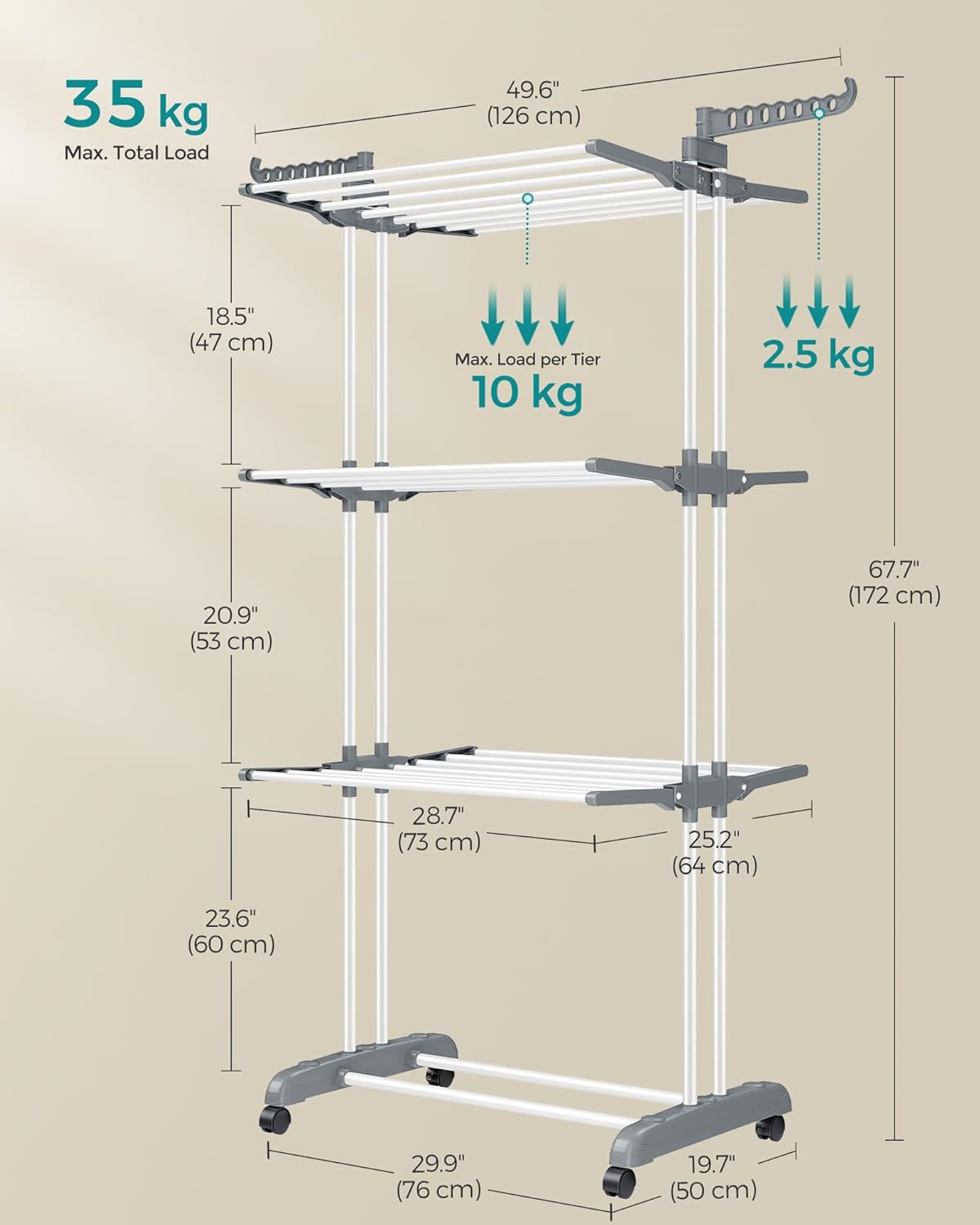 SONGMICS Large Clothes Airer LLR701w01v1