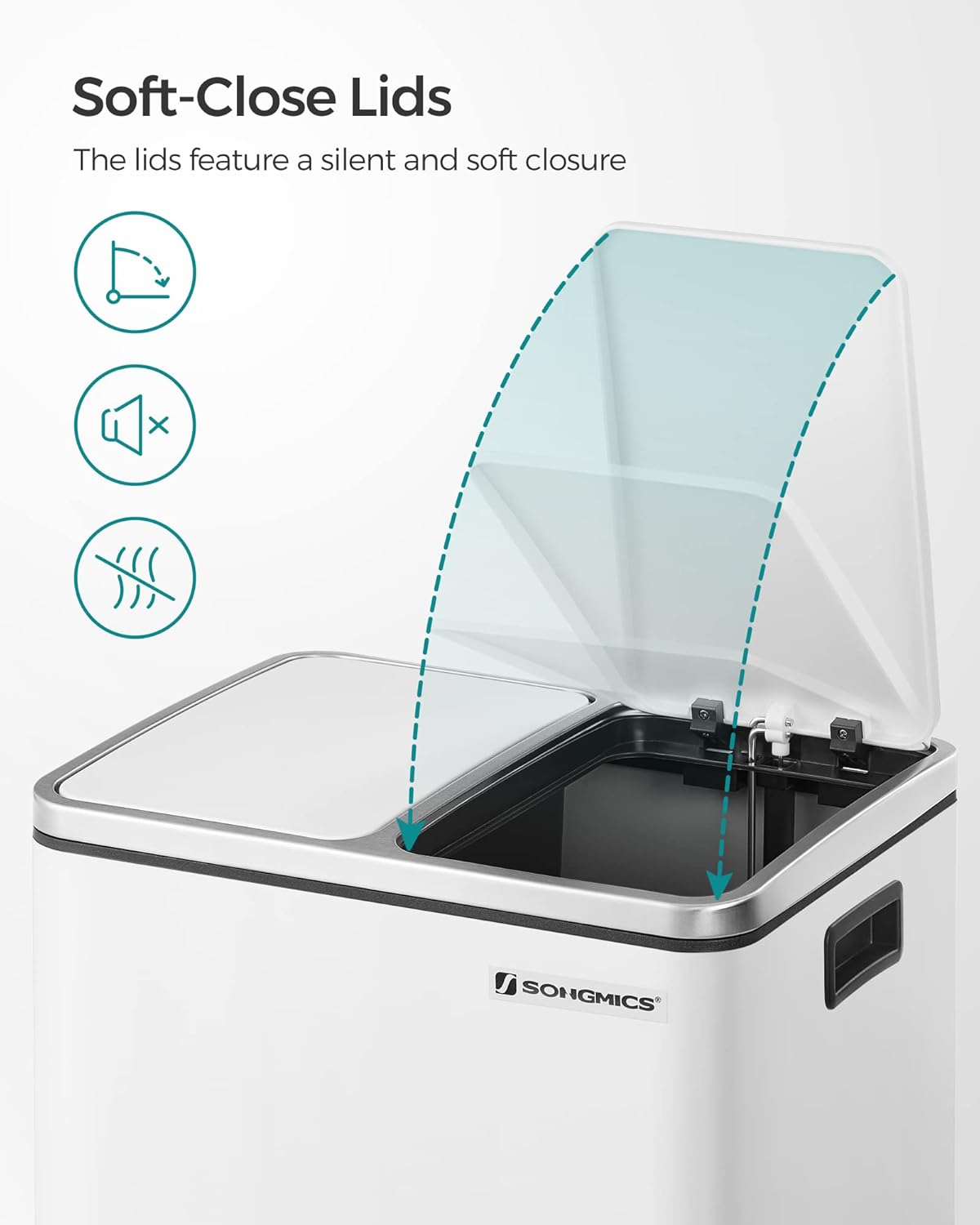 SONGMICS Kitchen Bin LTB30WT