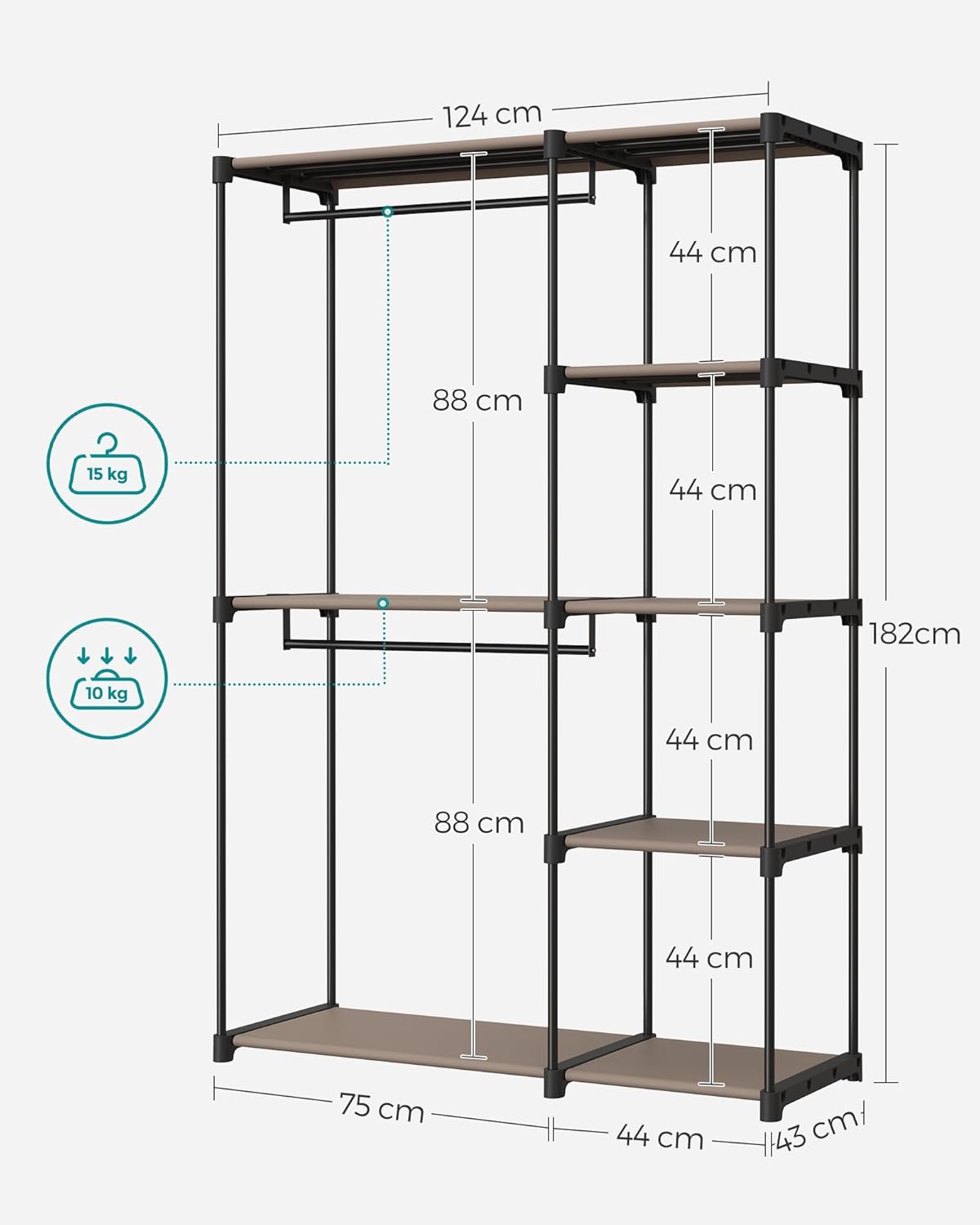 SONGMICS Freestanding Wardrobe RYG026R02