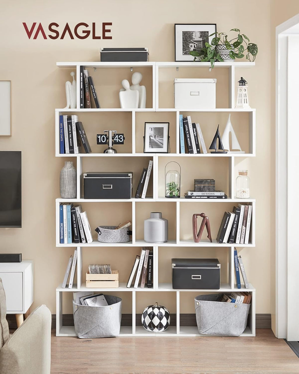 VASAGLE Bookshelf LBC61WT