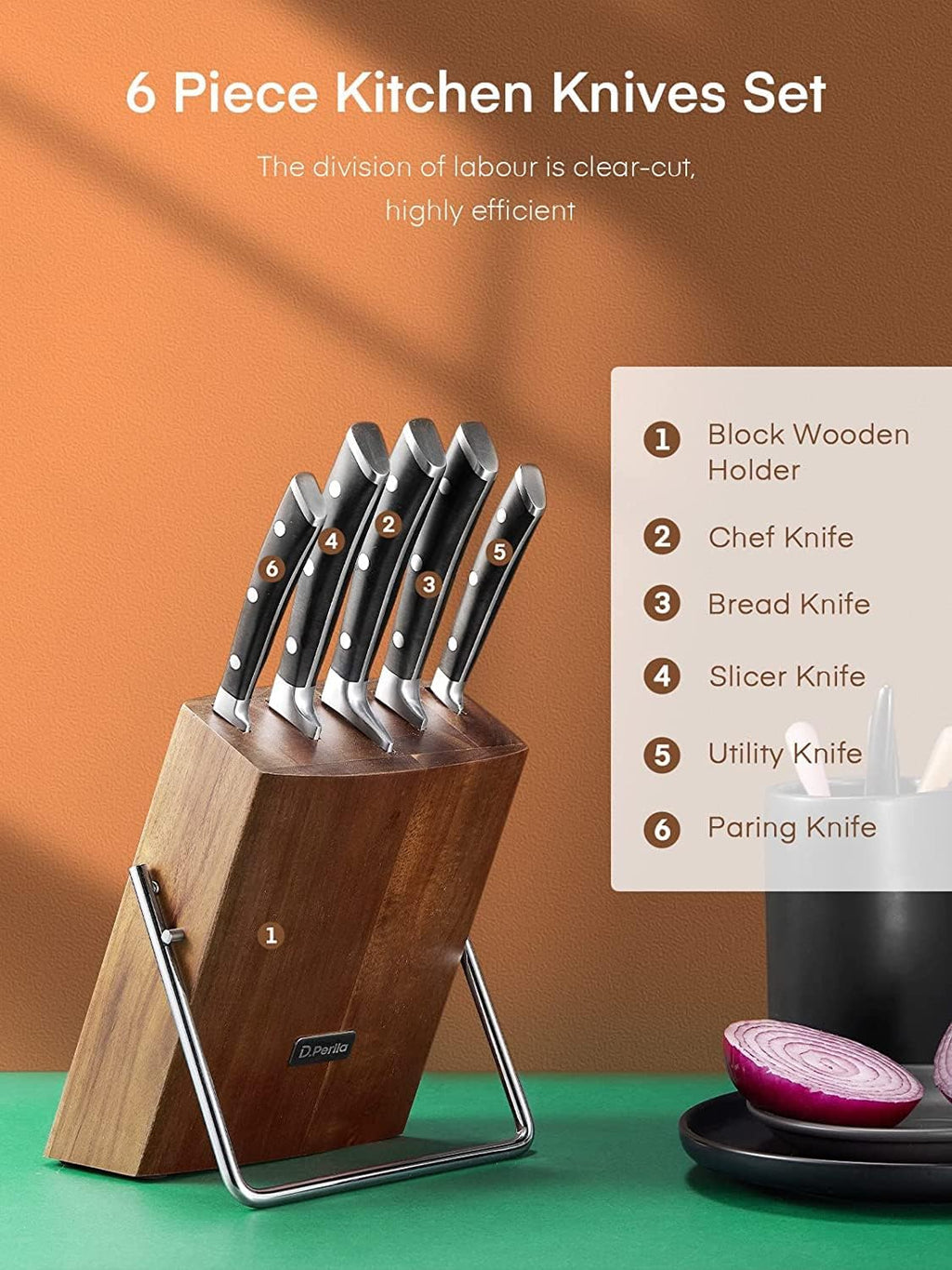 D.Perlla 6-Piece Kitchen Knife Set