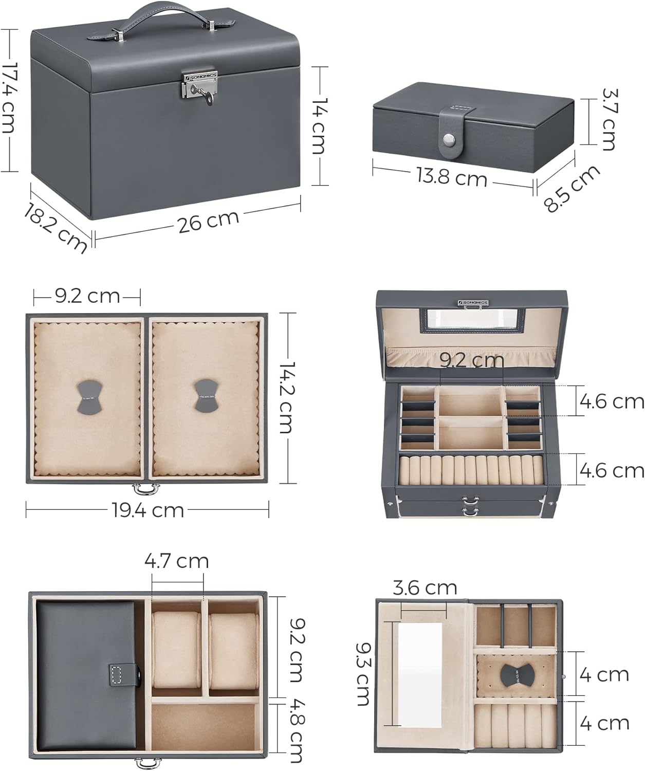 SONGMICS Jewellery Box JBC121G01