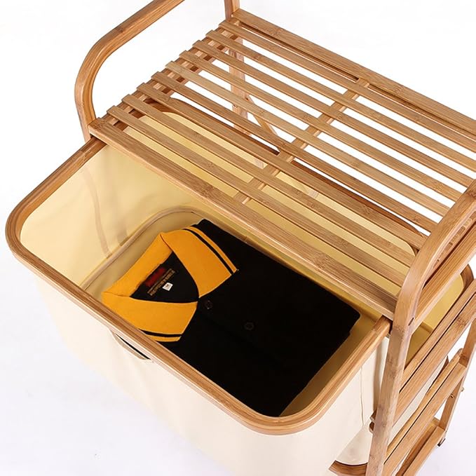 Bamboo Laundry Basket and Shelf