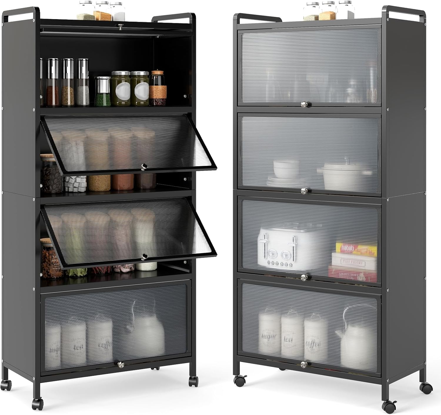 Kitchen Storage Cabinet with Flip-up Doors