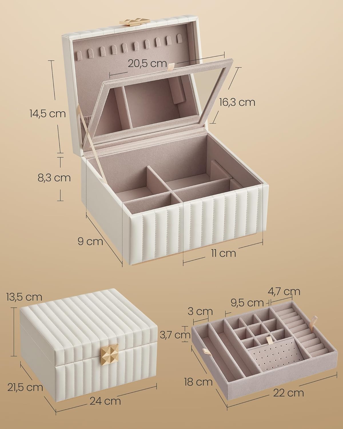 SONGMICS Jewellery Box JBC182W01