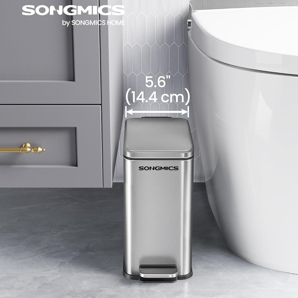 SONGMICS Bathroom Trash Can LTB560E05