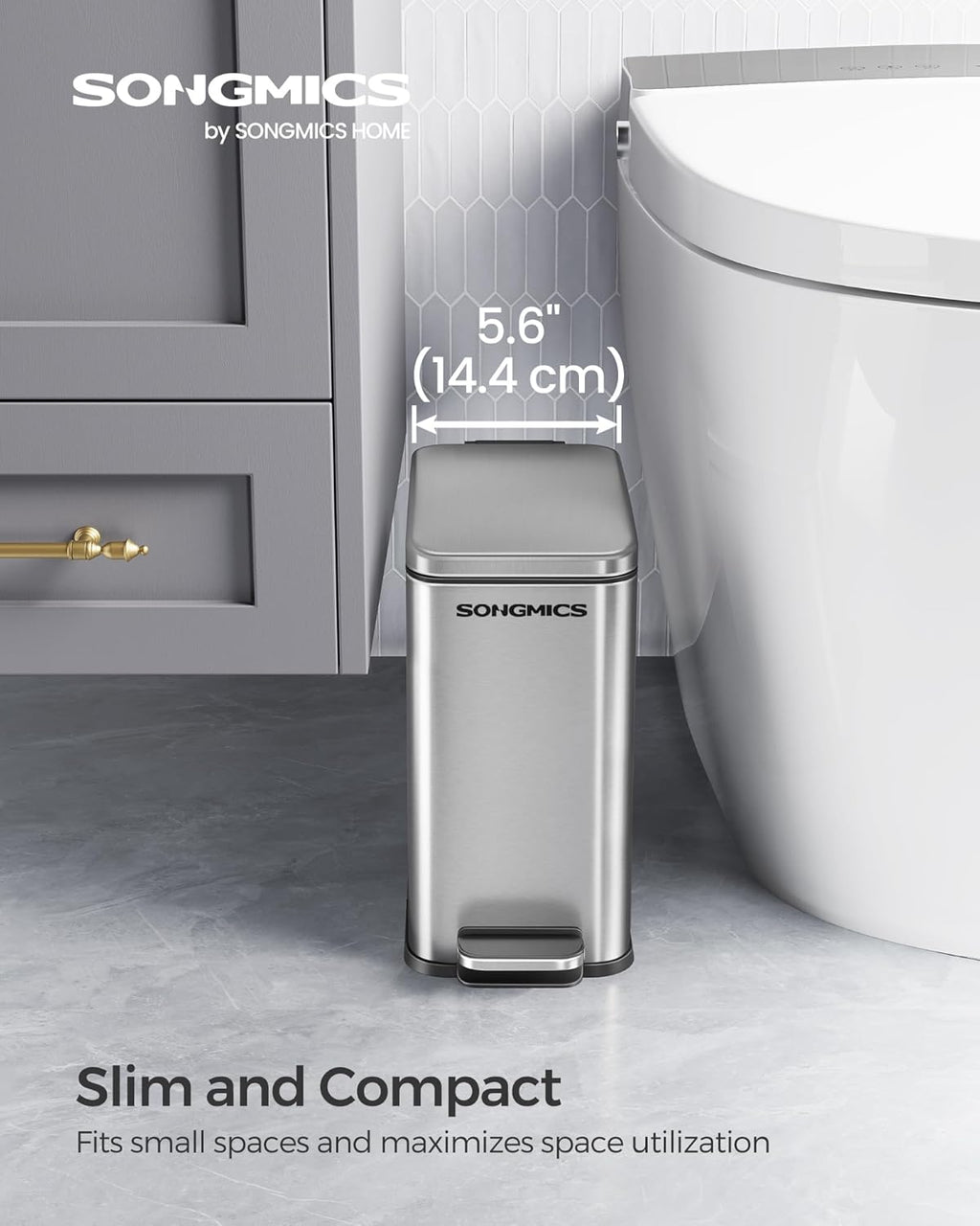 SONGMICS Bathroom Trash Can LTB560E05