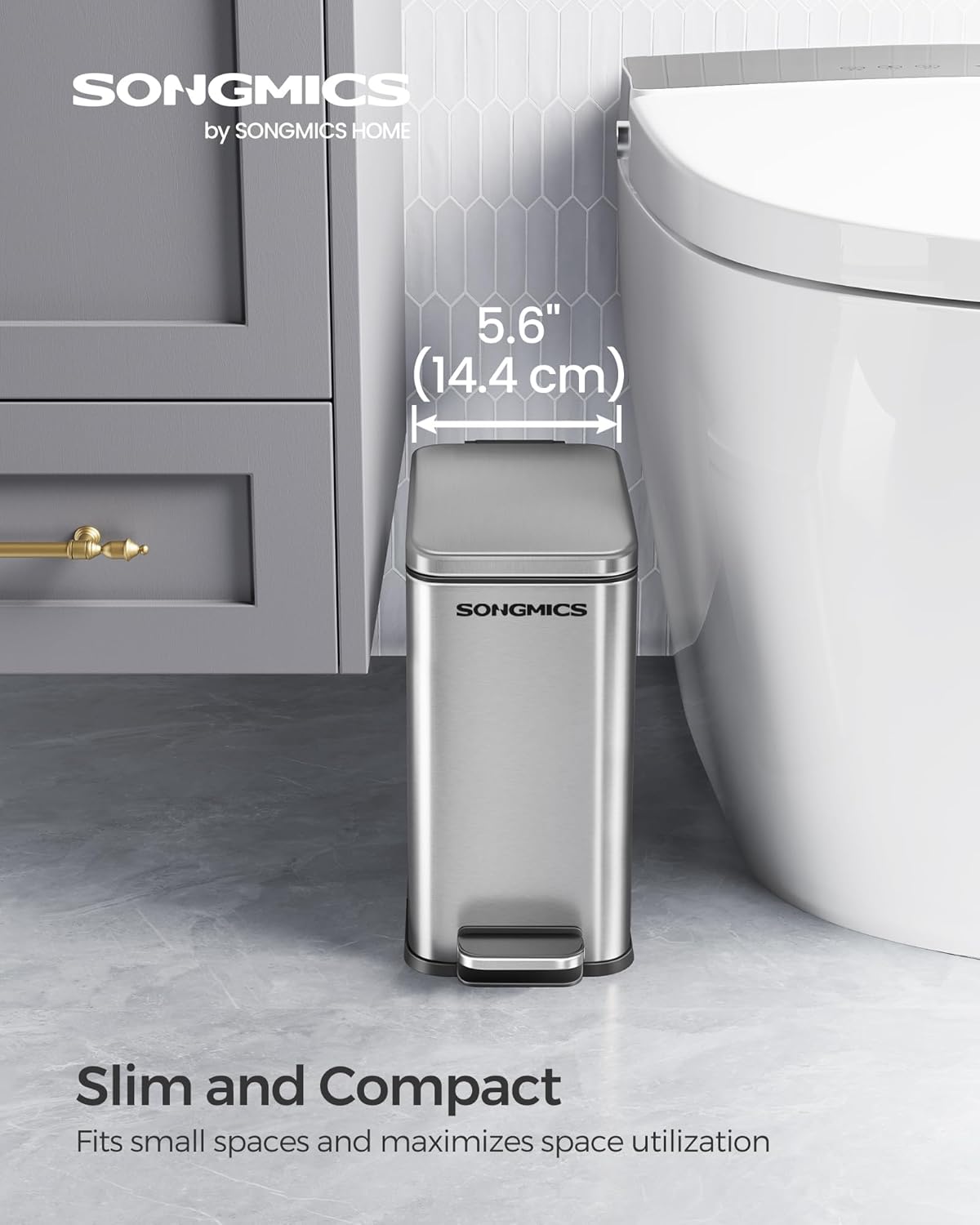 SONGMICS Bathroom Trash Can LTB560E05