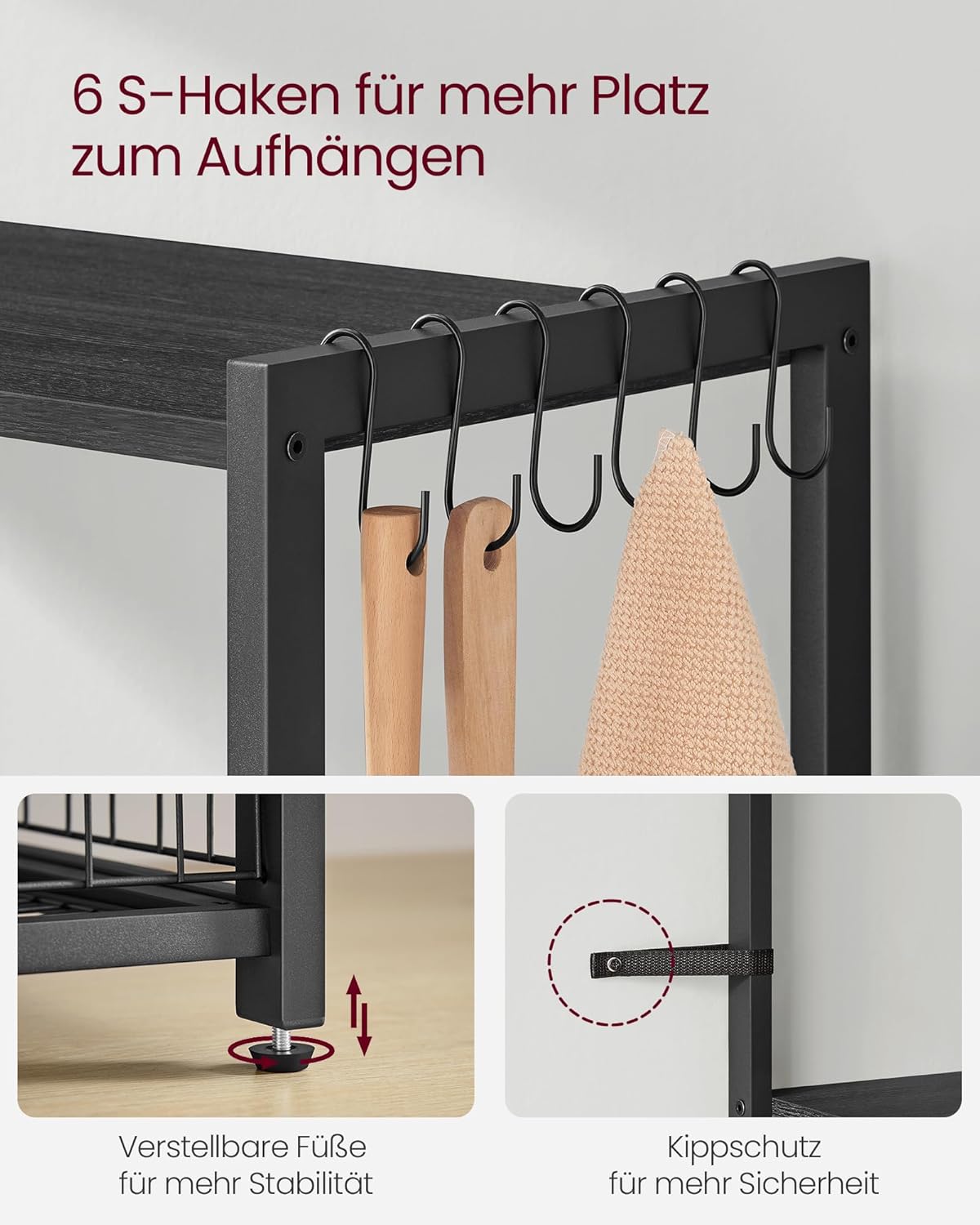 VASAGLE Microwave Kitchen Storage Cabinet