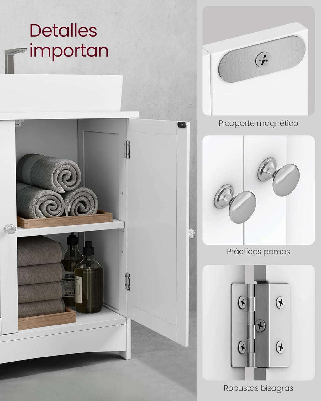 VASAGLE Under Sink Storage Cabinet BBC01WT