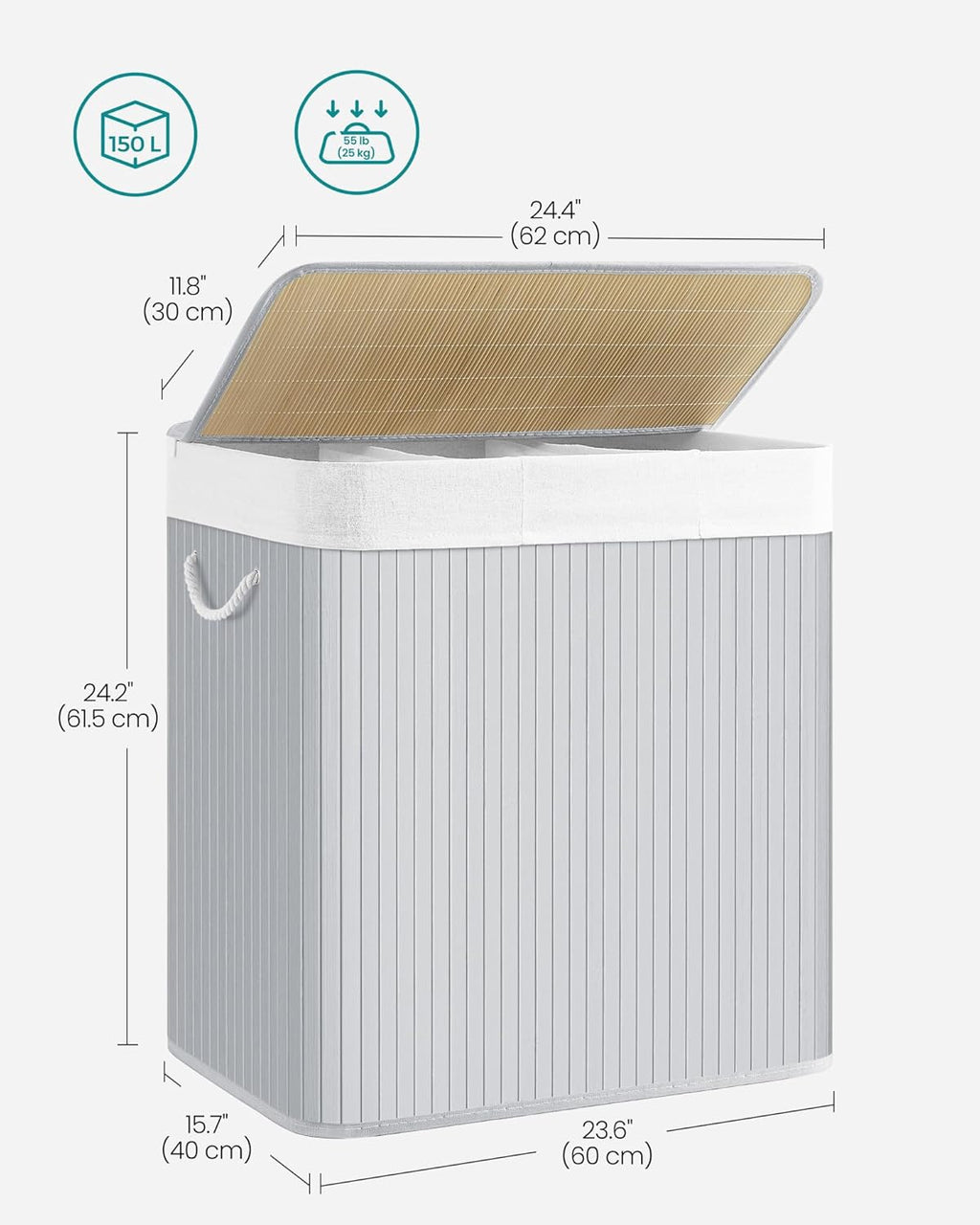 SONGMICS Laundry Hamper Basket LCB091G01