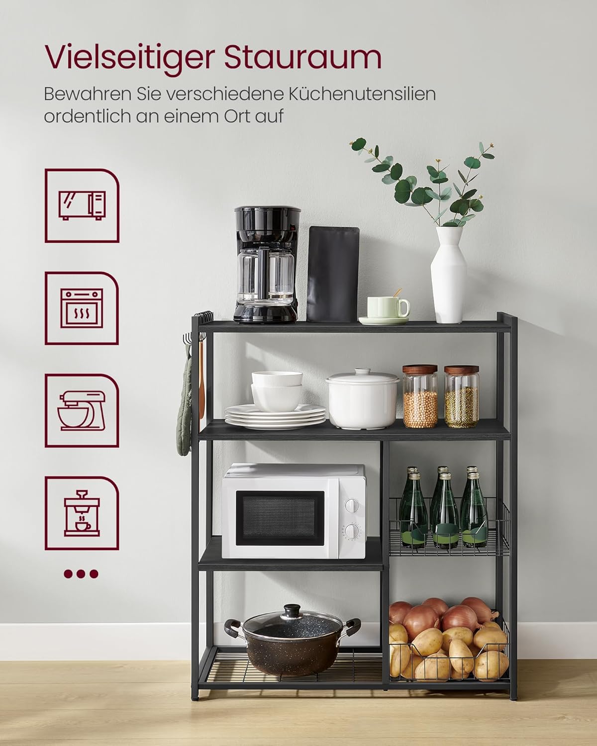 VASAGLE Microwave Kitchen Storage Cabinet