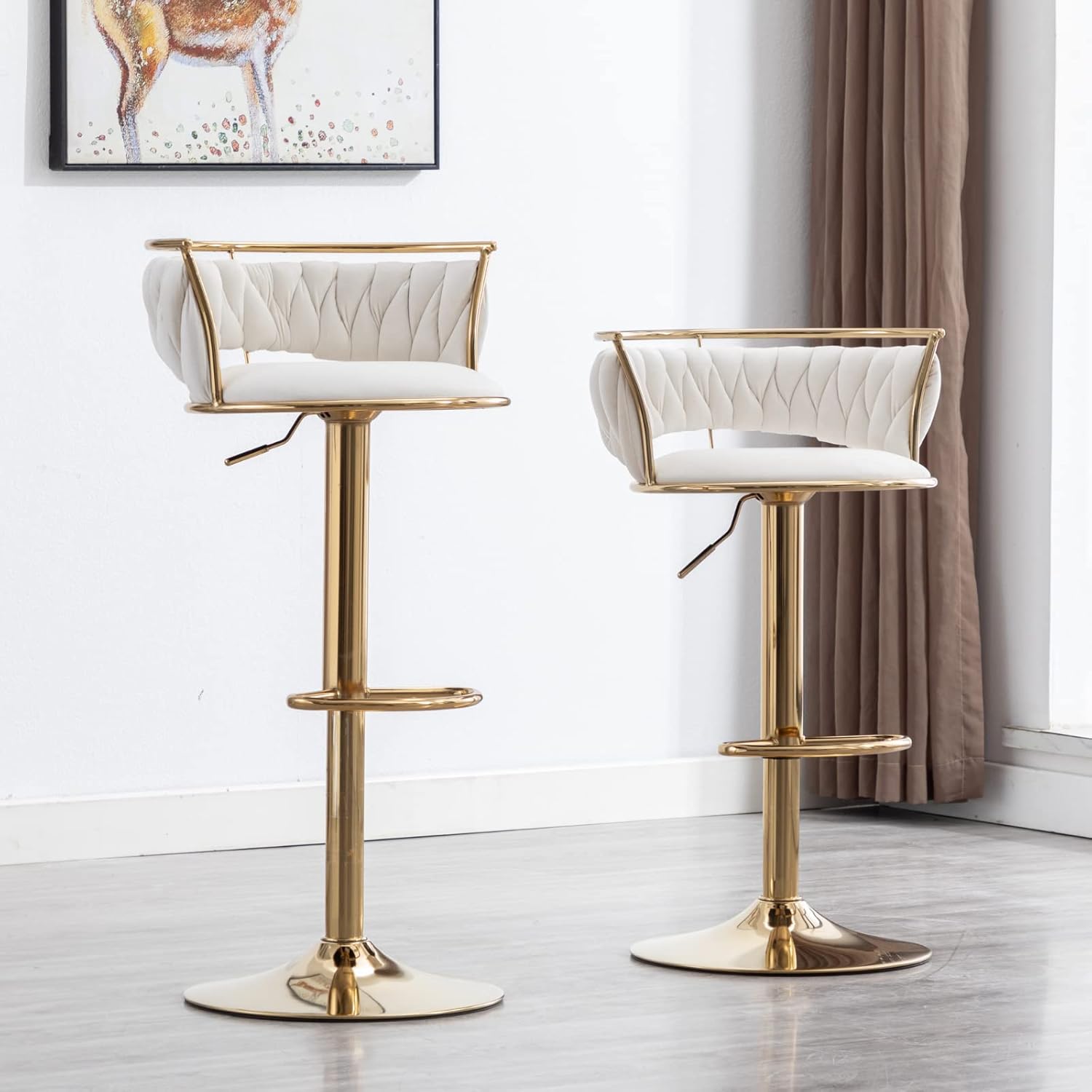 Set of 2 Modern Adjustable Barstools