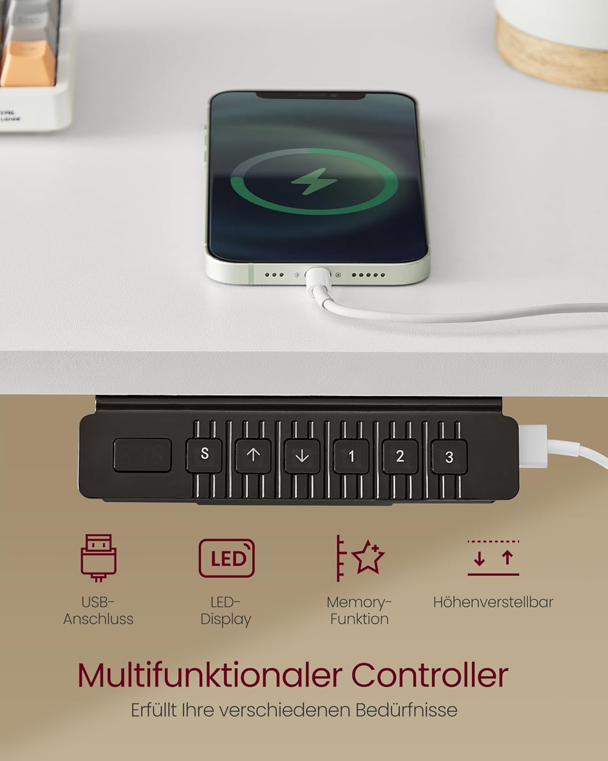 VASAGLE Height-adjustable electric desk LSD184W01