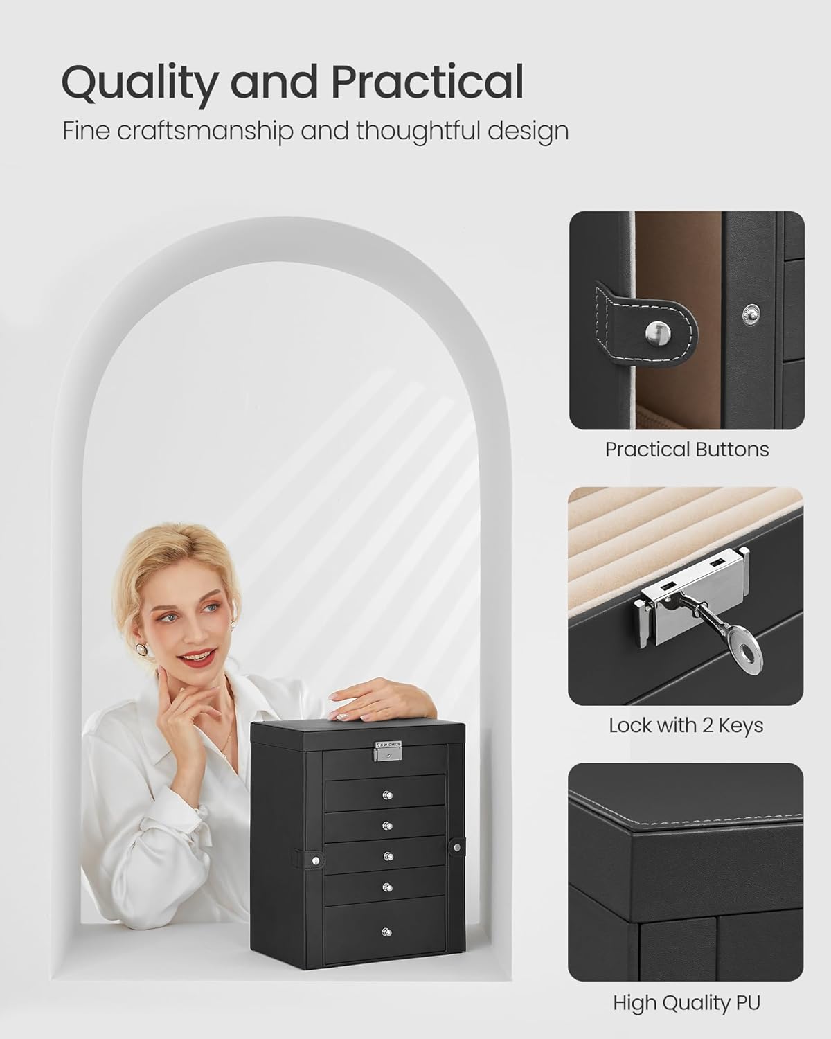 SONGMICS Jewellery Box 6 Tiers JBC152B01