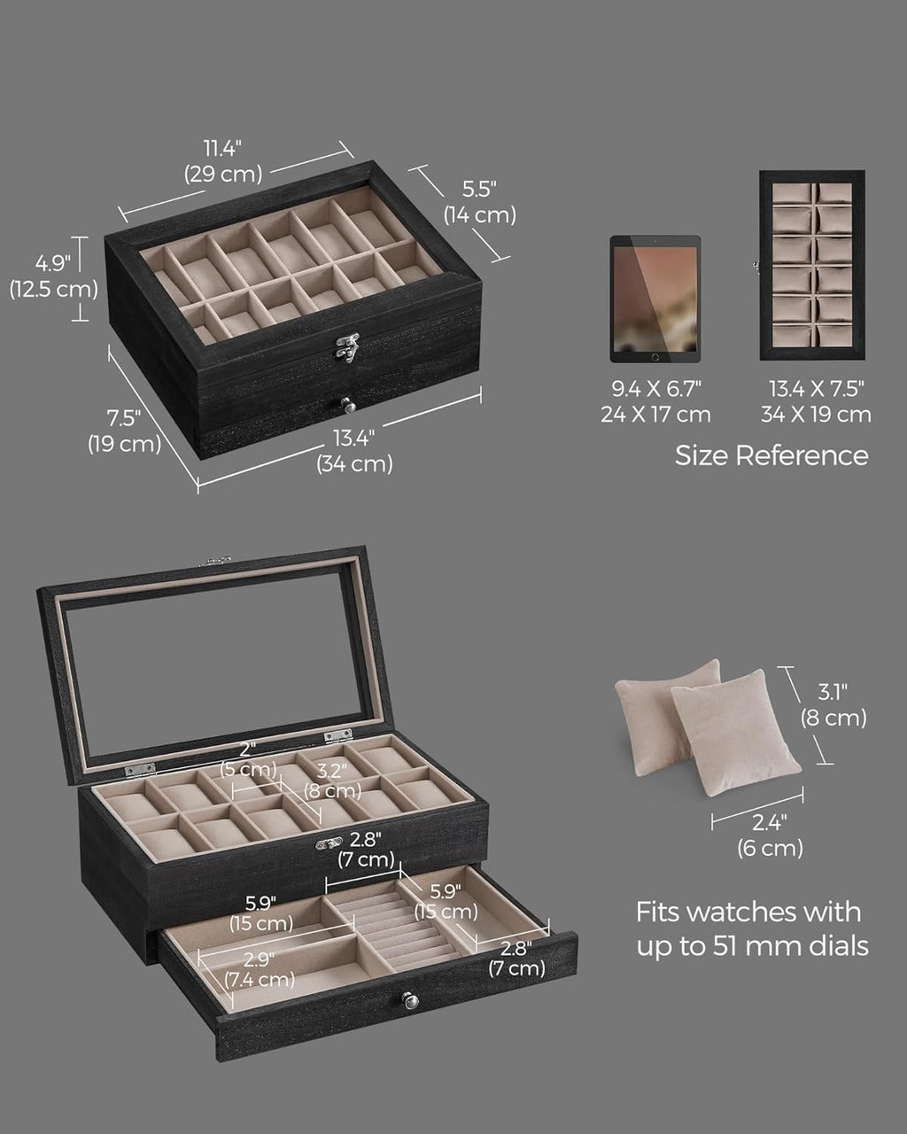 SONGMICS Watch Box JOW012B01