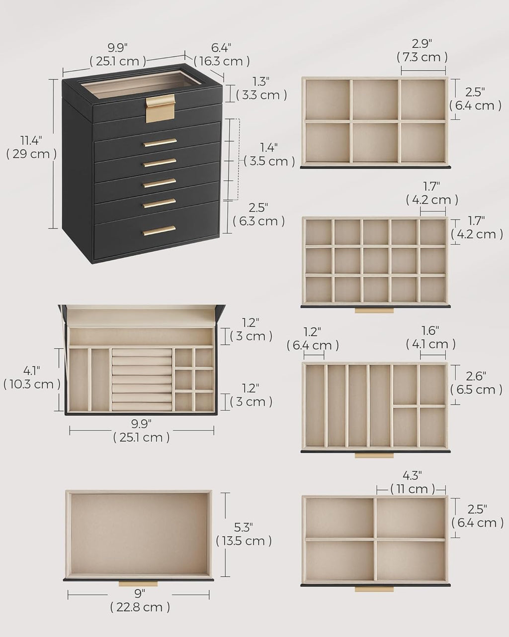 SONGMICS Jewellery Box JBC171B01