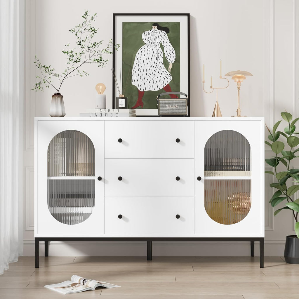 Wide Sideboard with 2 Glass Doors