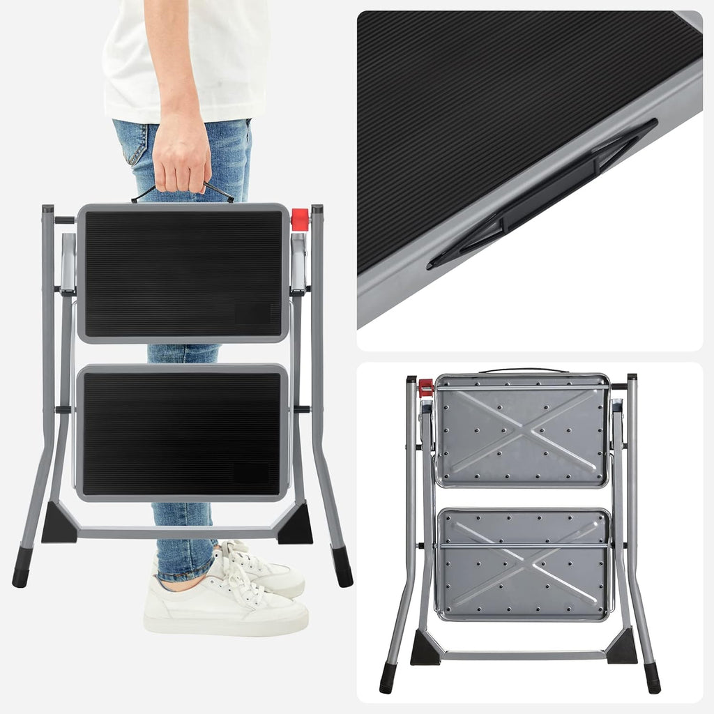 SONGMICS Folding 2 Step Ladder GSL002GY01