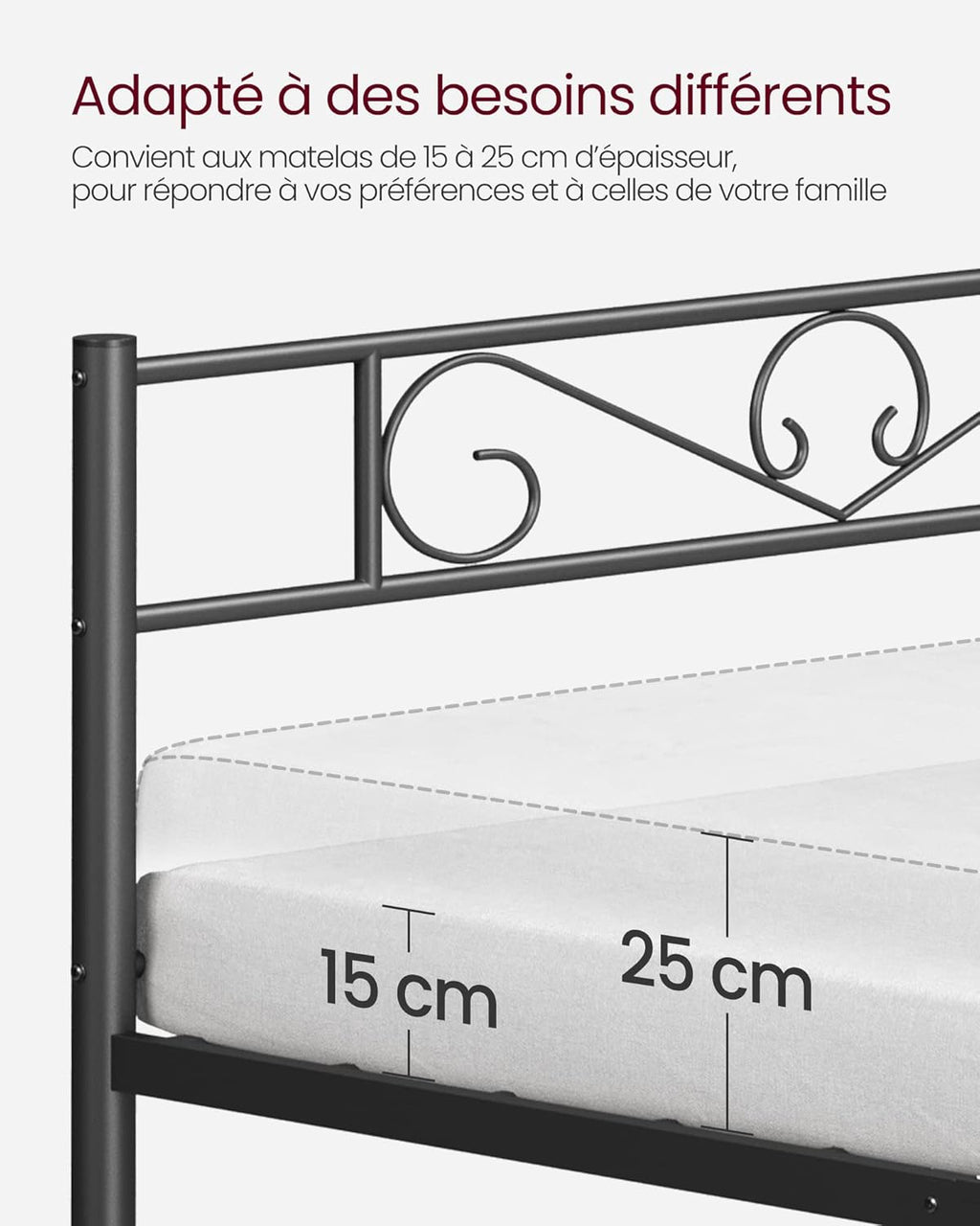 VASAGLE Bed with Metal Base RMB063B01