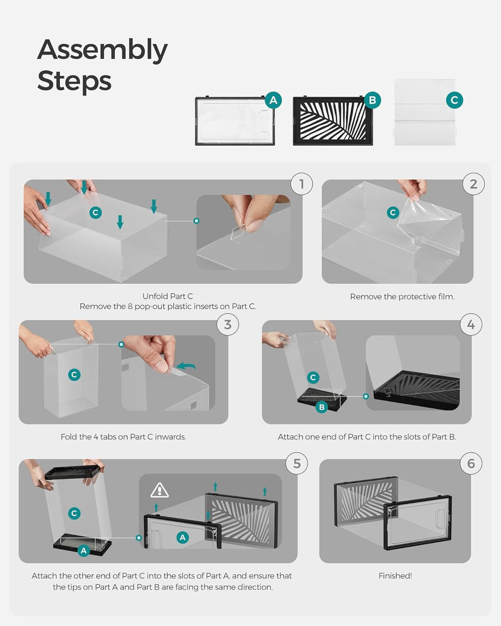 SONGMICS Set of 18 Shoe Boxes LSP106B18