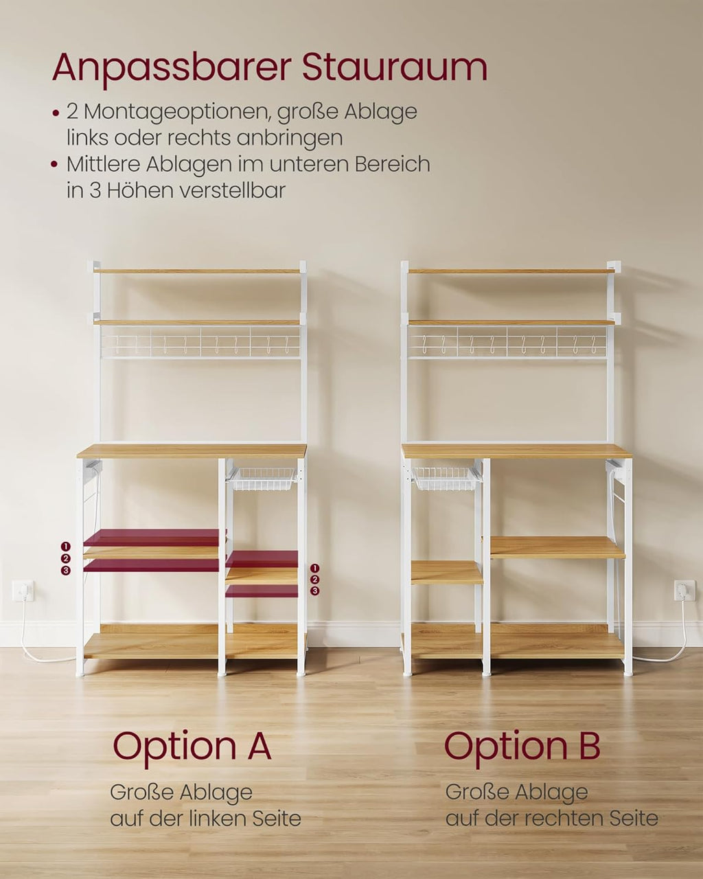 VASAGLE Kitchen Shelf with Sockets KKS031Y19