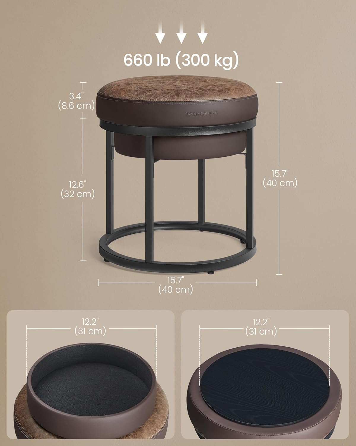 SONGMICS Vanity Chair Stool