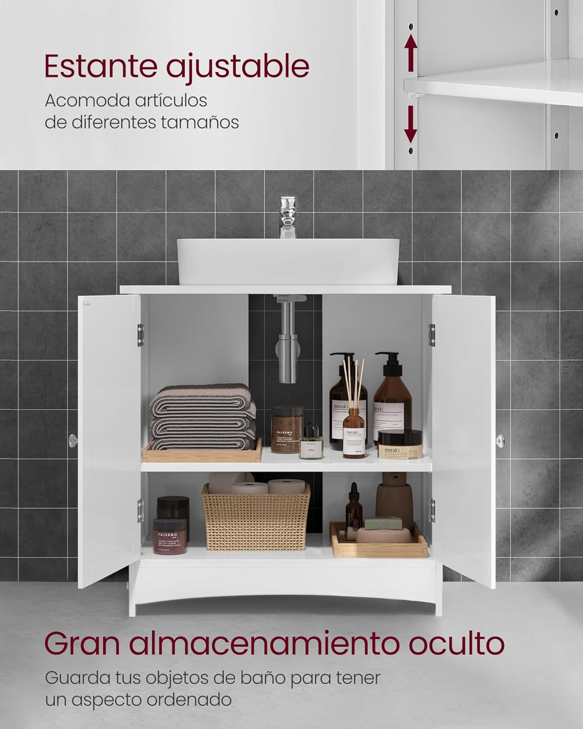 VASAGLE Under Sink Storage Cabinet BBC01WT