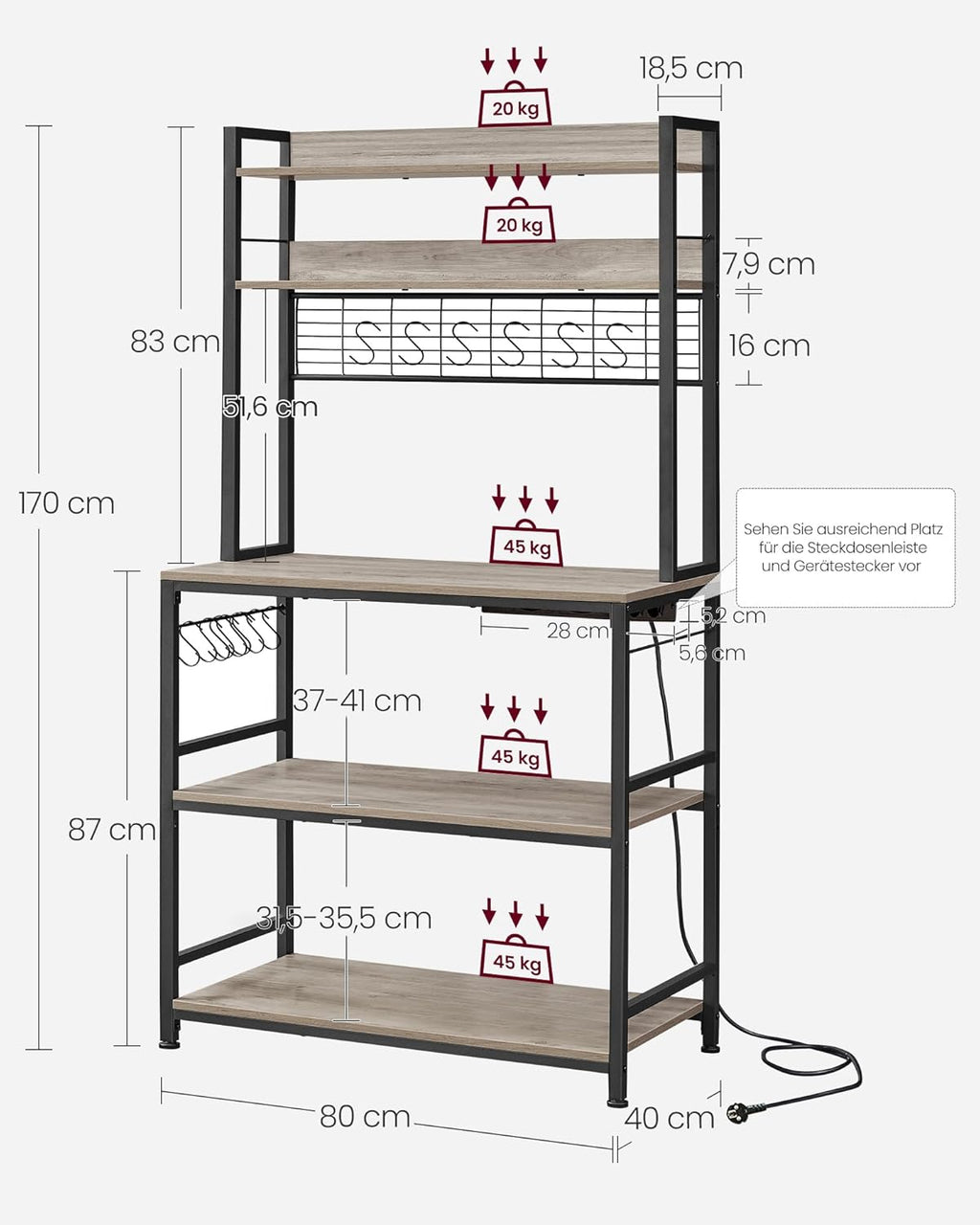 VASAGLE Kitchen Shelf KkS025B02EU
