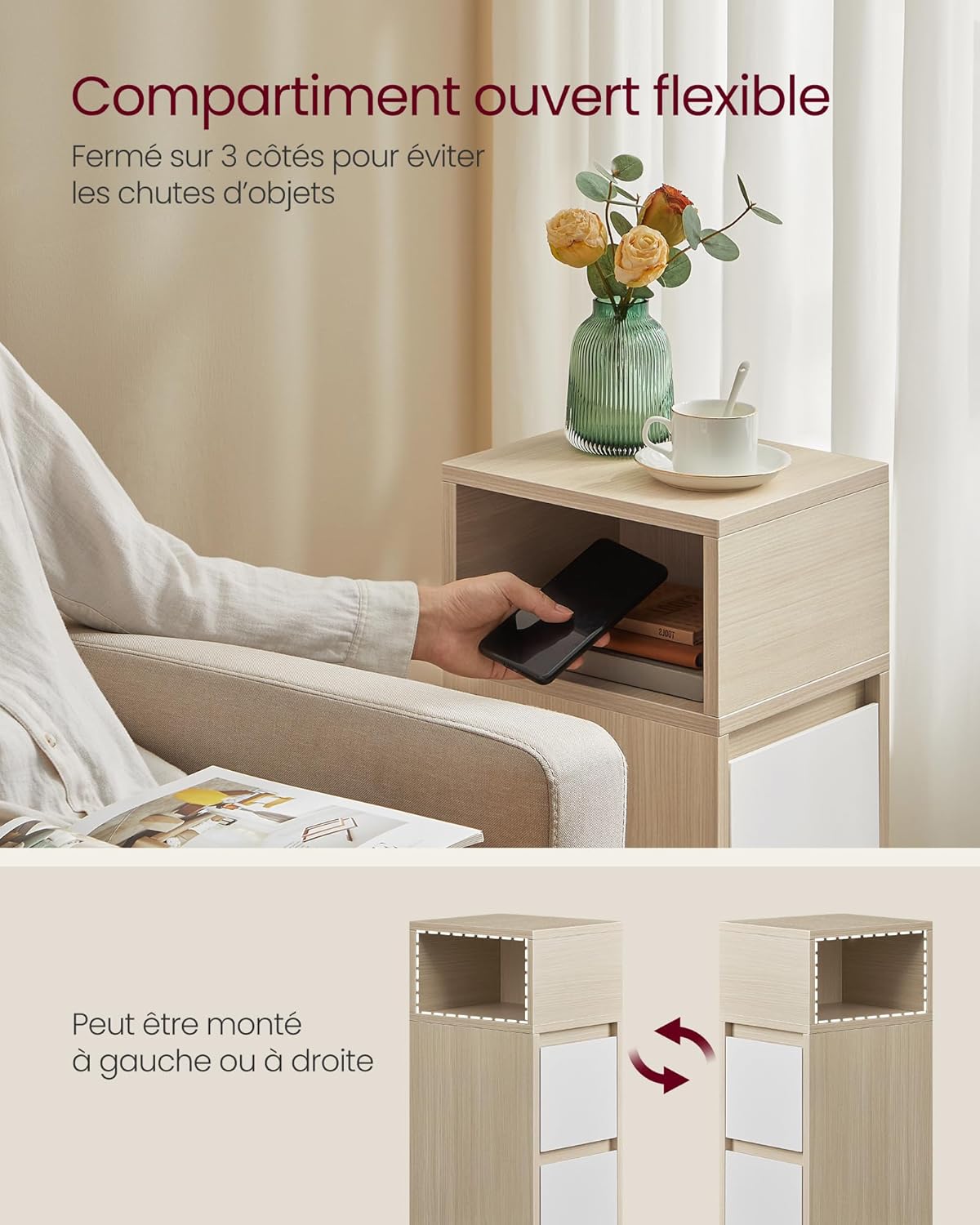 VASAGLE Narrow Bedside Table LET656N01