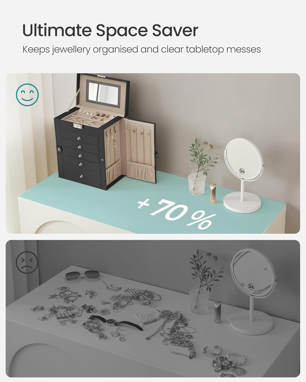 SONGMICS Jewellery Box 6 Tiers JBC152B01