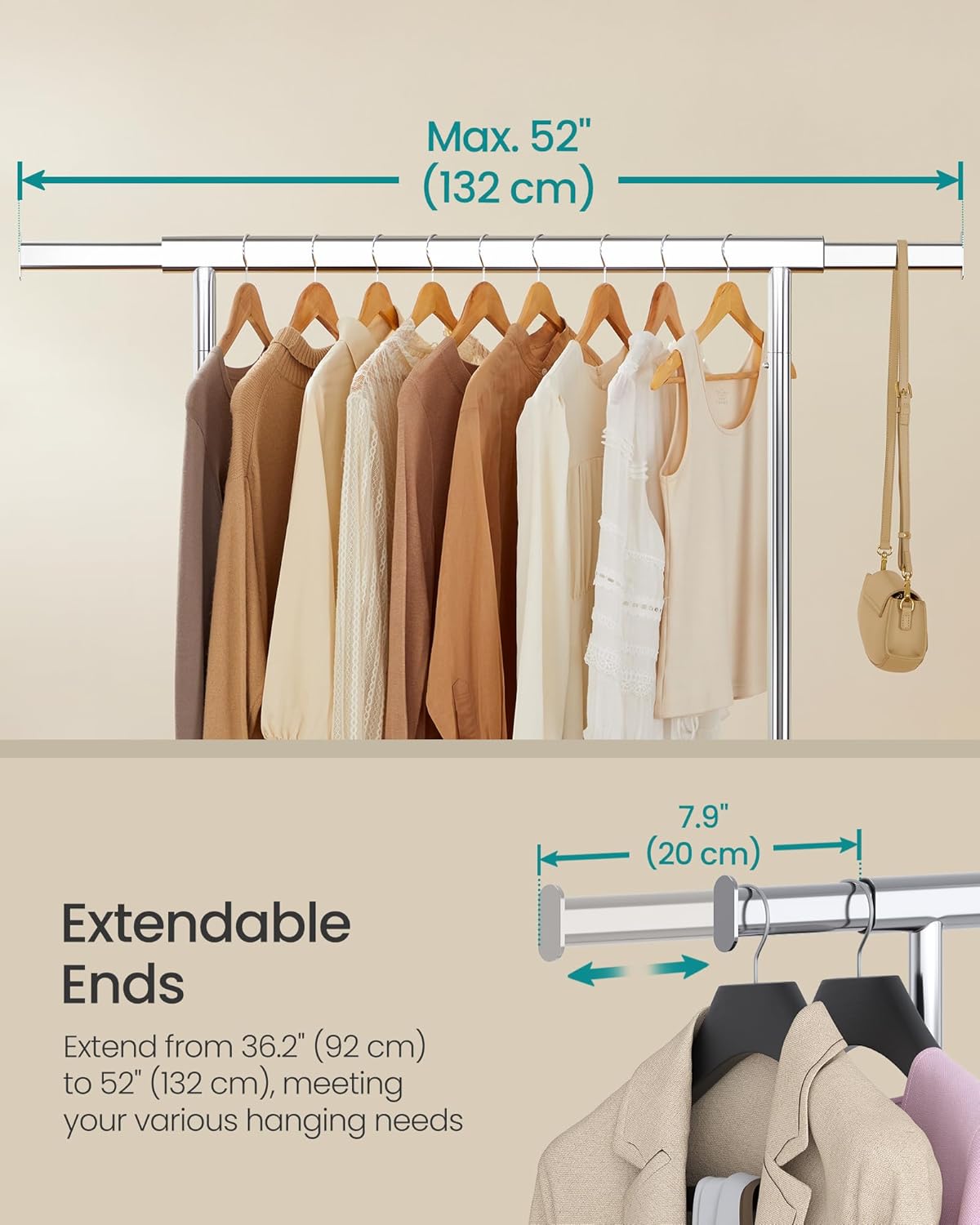 SONGMICS Clothes Rack on Wheels HSR13S