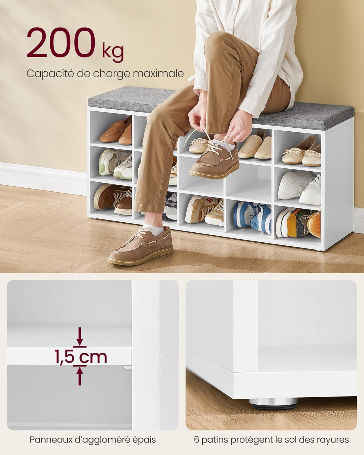 VASAGLE Shoe Bench LHS15WT