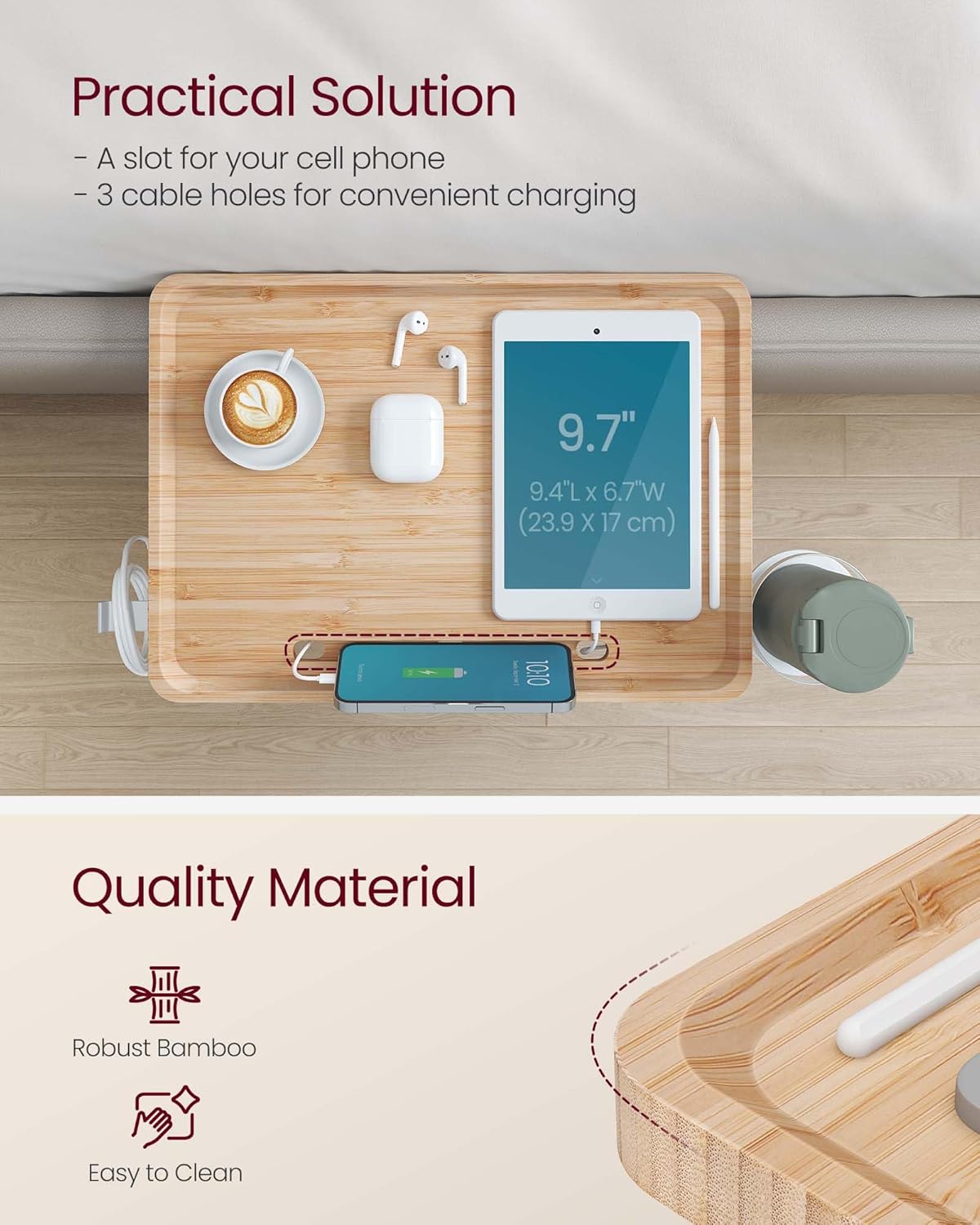 VASAGLE Bedside Shelf LET301N03