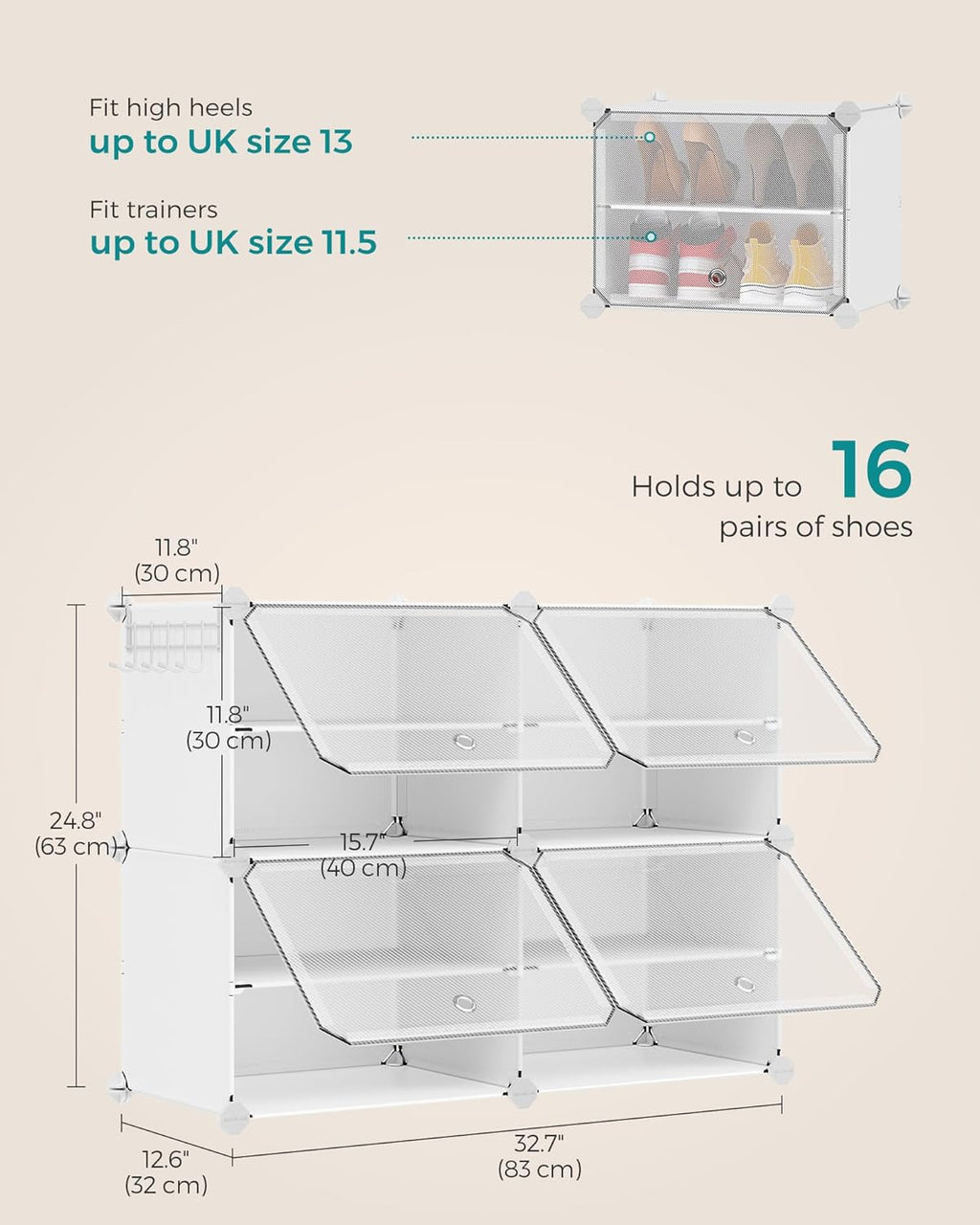 SONGMICS Interlocking Shoe Rack LPC032W01