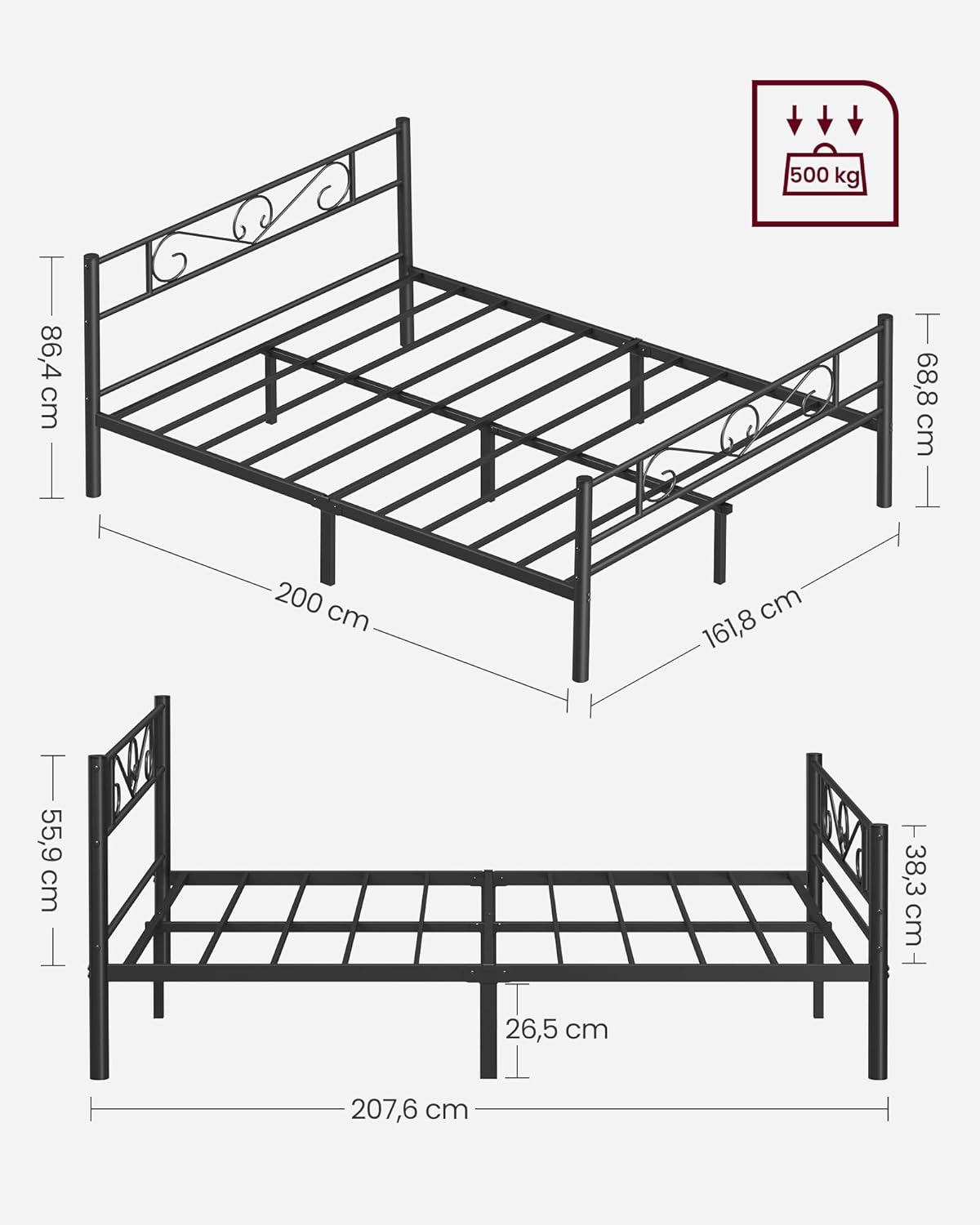 VASAGLE Double Bed Frame RMB065B01