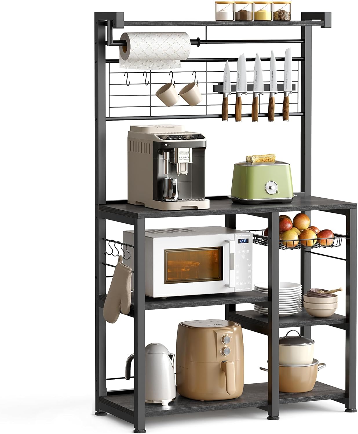 VASAGLE Bakers Rack with Magnetic Knife Holder KKS026B01