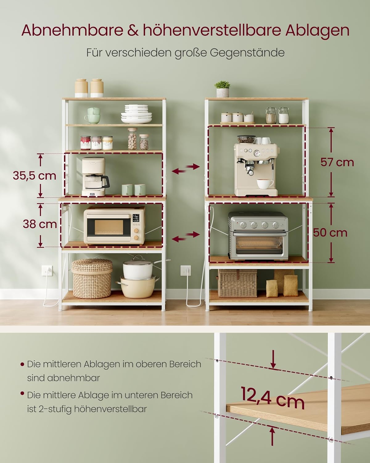 VASAGLE Kitchen Shelf with Sockets KKS119Y02
