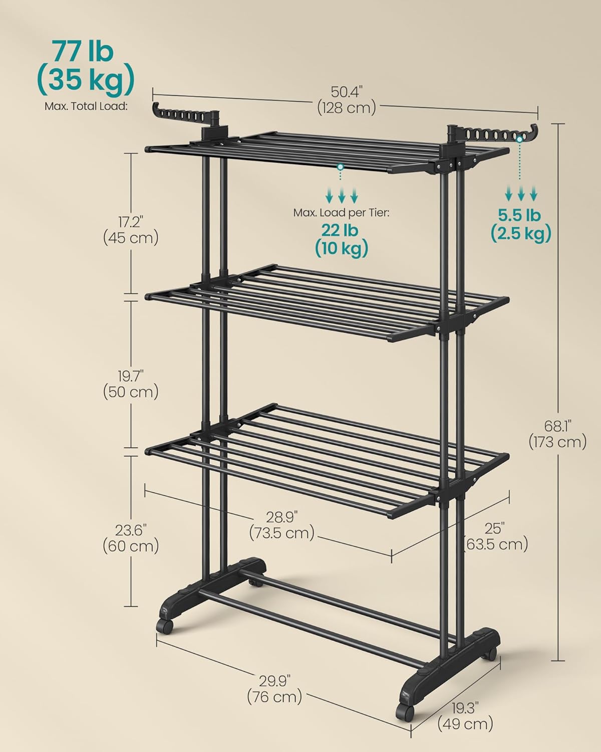 SONGMICS Clothes Drying Rack LLR701B01