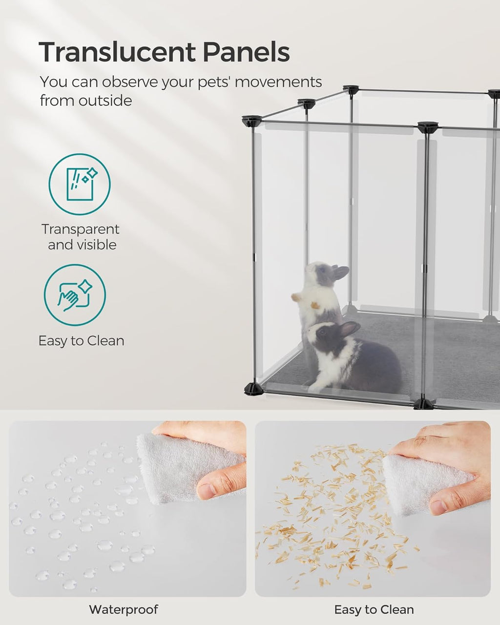 SONGMICS Pet Playpen with Floor LPC007W01