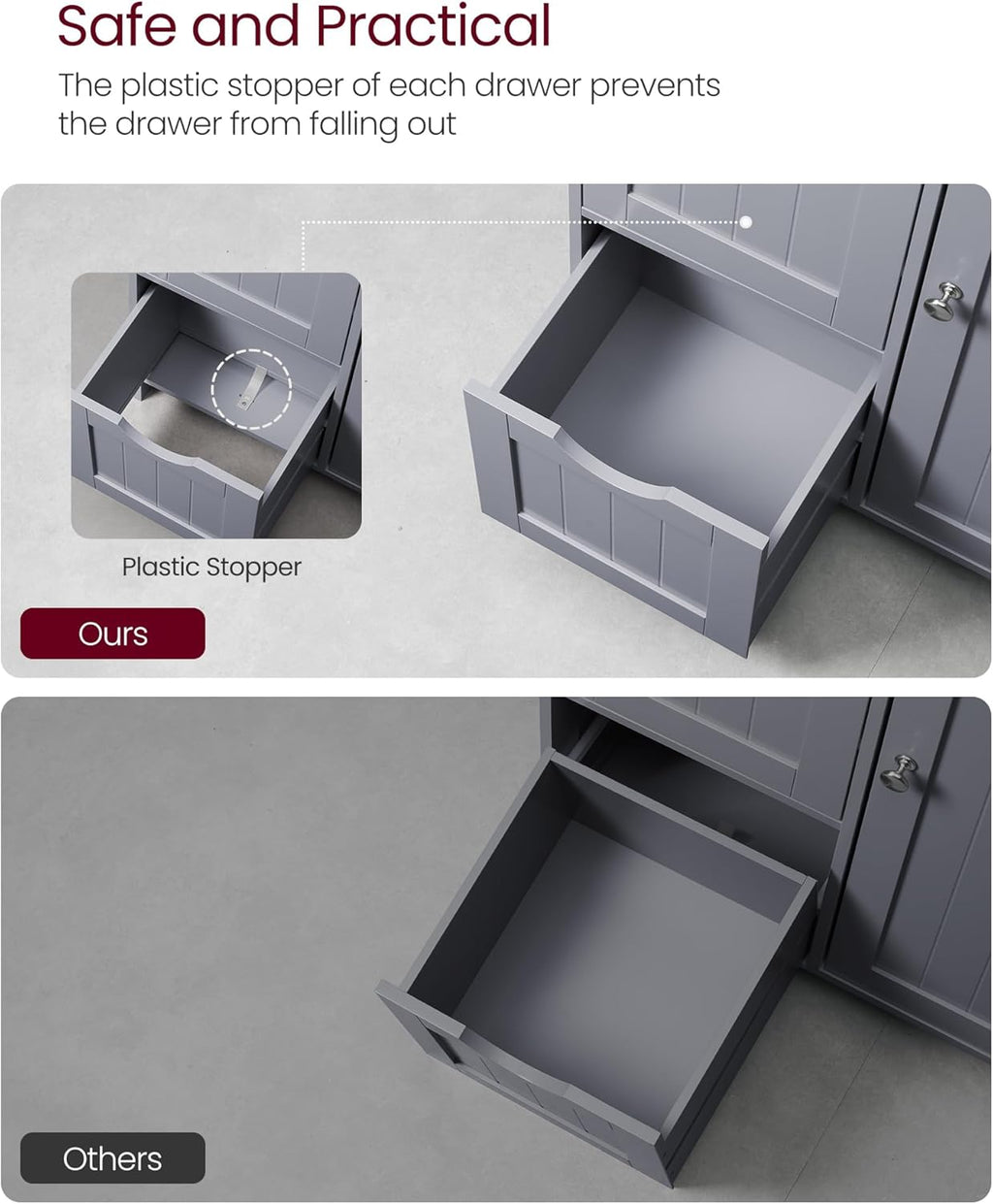 VASAGLE Bathroom Floor Storage Cabinet BBC049G02