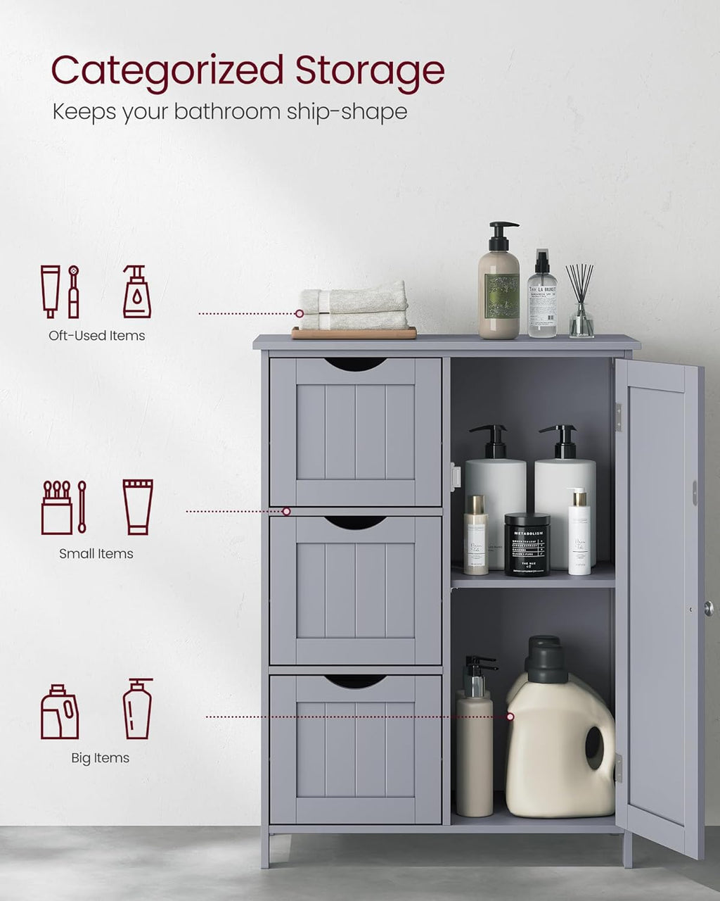 VASAGLE Bathroom Floor Storage Cabinet BBC049G02