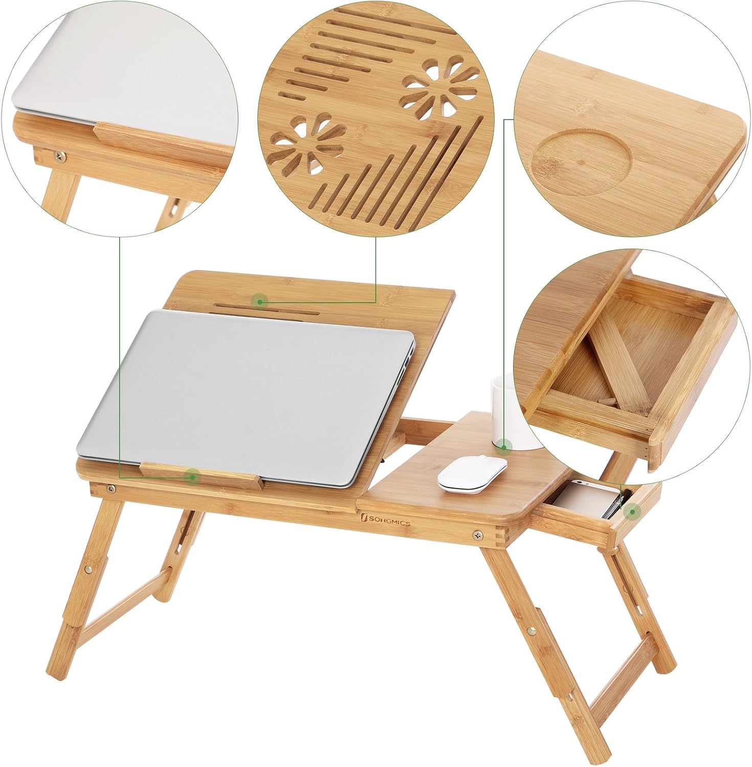 SONGMICS Bamboo Laptop Desk LLD002