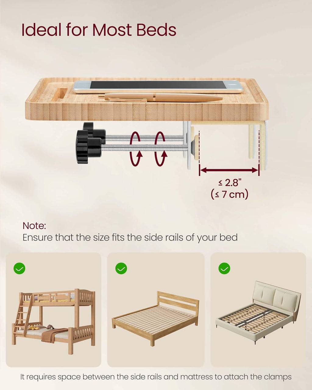 VASAGLE Bedside Shelf LET301N03
