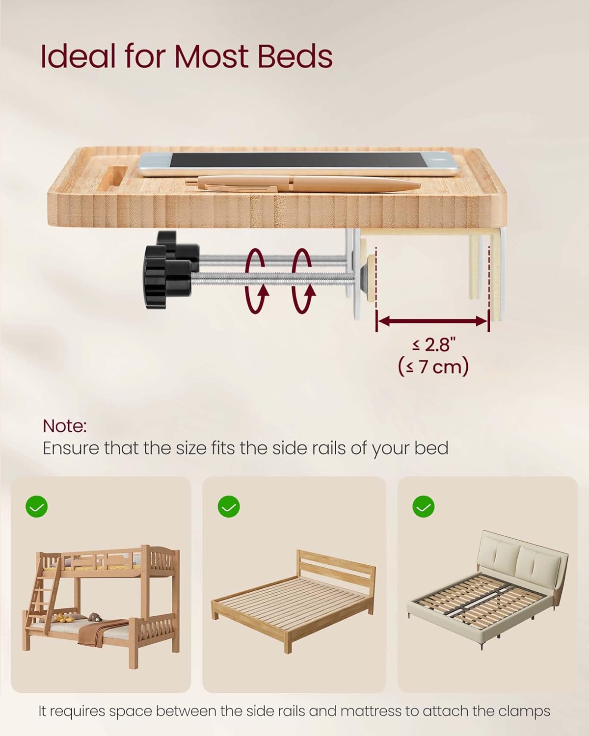 VASAGLE Bedside Shelf LET301N03
