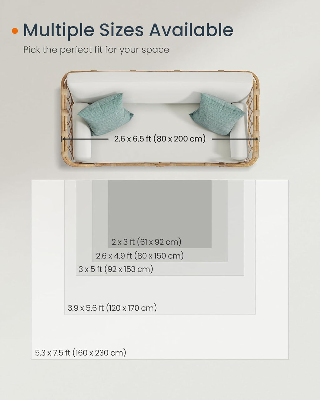 SONGMICS Non-Slip Rug TAR032Q01