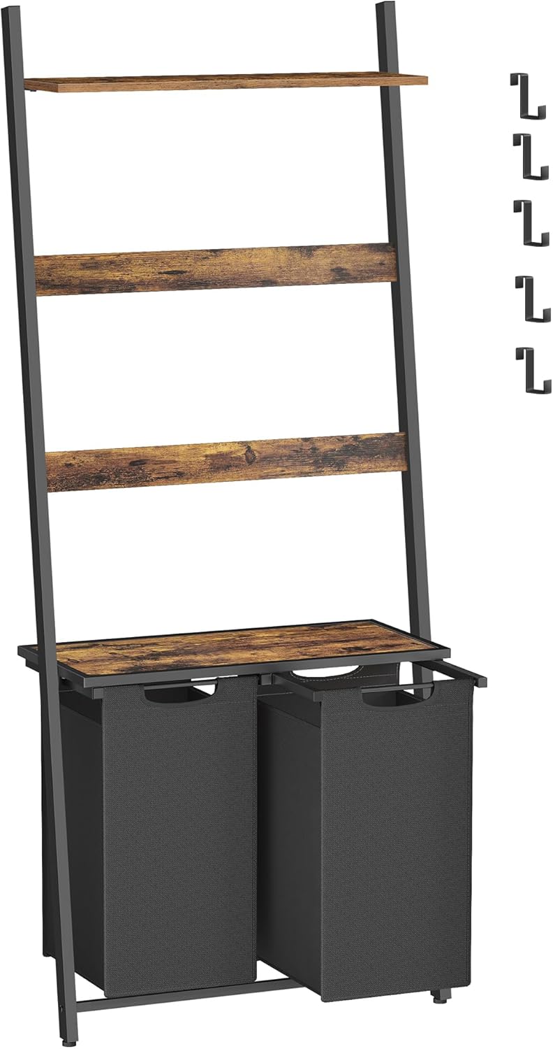 VASAGLE Laundry Basket with Towel Ladder BLH221B01