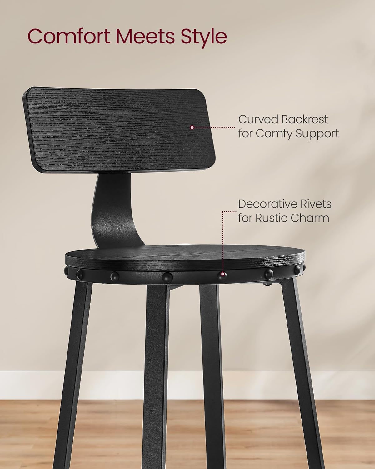 VASAGLE Bar Stools Set of 2 ULBC026B56